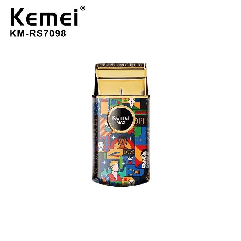Kemei KM-RS7098 เครื่องโกนหนวดไฟฟ้า ลายกราฟฟิตี้ สไตล์เรโทร