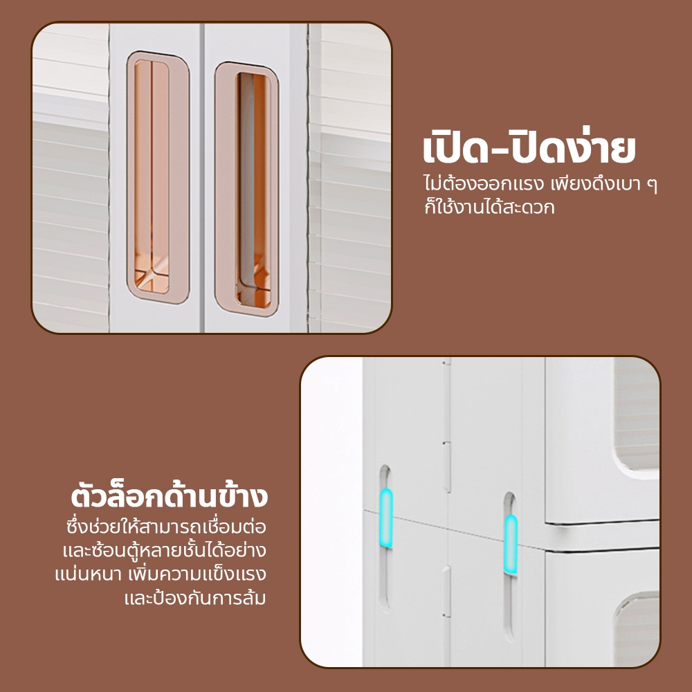 ERORO ตู้เก็บของพับได้ มีล้อเลื่อน กันฝุ่น แข็งแรงทนทาน ตู้โชว์พลาสติกใส ใส่ของได้หลากหลาย - รูปที่ 6