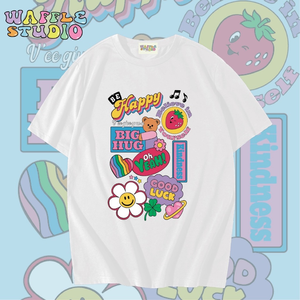 [ ส่งฟรี 🔥 ] WS1209 เสื้อยืดโอเวอร์ไซส์ ผ้าคอตตอน 100% เสื้อยืดเกาหลี เสื้อยืด Wiggy Wiggle WAFFLE STUDIO