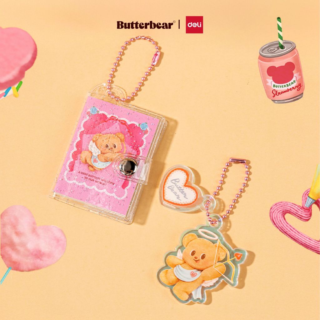 (ฺButterBear X Deli) พวงกุญแจ Butterbear พร้อมสมุดจิ๋ว พวงกุญแจน้องหมีเนย (1ชุด/2ชิ้น)