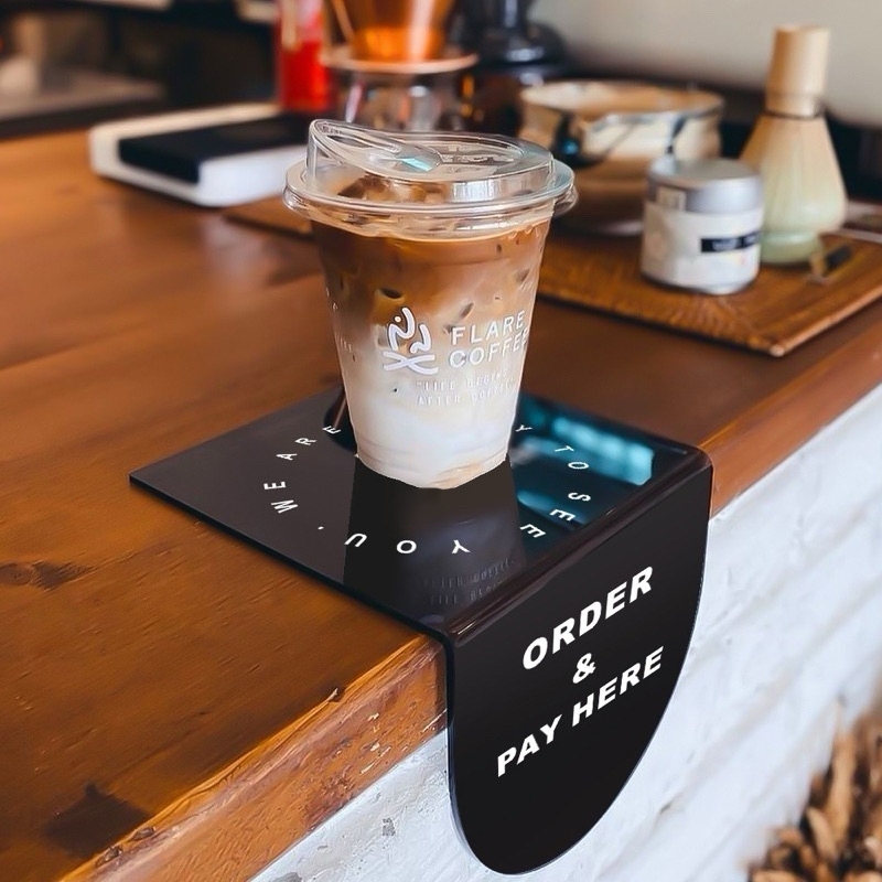 ป้าย order here ป้าย pick up here ป้าย ORDER & PAY HERE ป้ายคาเฟ่ 15x12cm ป้ายอะคริลิค ป้ายหน้าเคาน์