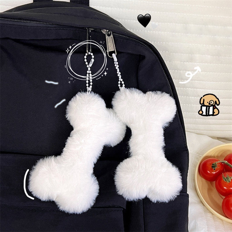 จี้พวงกุญแจของเล่นตุ๊กตา ของเล่นตุ๊กตากระดูกสีขาวน่ารัก ตกแต่งคีย์กระเป๋าเป้สะพายหลัง