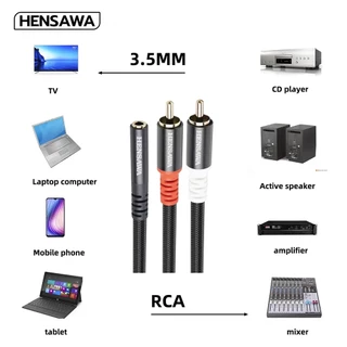 HENSAWA รุ่น AD103 Jack 3.5 mm to 2 RCA Cable Female to Male Audio Cable Aux Splitter for Amplifier TV Home Theater