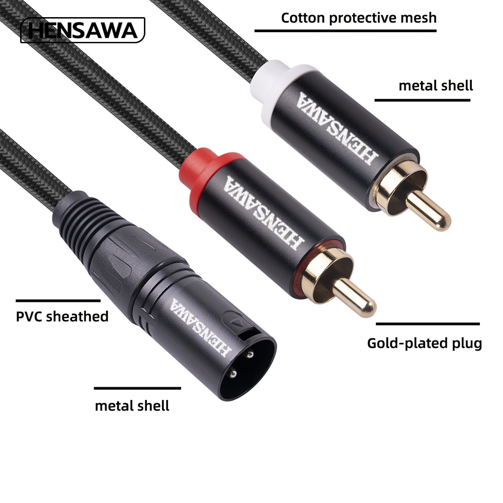 Hensawa รุ่น AD113 XLR 3pin male to RCA male y cable (male) สายสัญญาณเสียงสเตอริโอ (stereo) ความยาวสาย 3 ม.