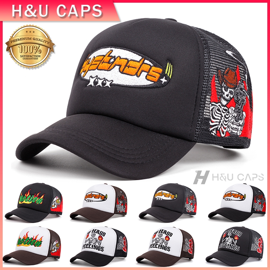 หมวกเบสบอล การออกแบบตาข่ายระบายอากาศ ปักลายตัวอักษร สไตล์เกาหลี trucker cap สําหรับผู้หญิง และผู้ชาย สามารถปรับได้ เหมาะ