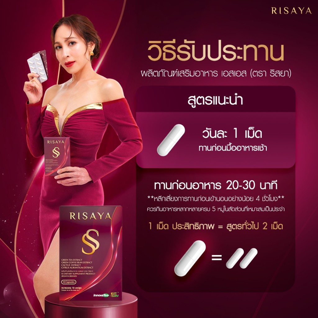 (โปร 2 แถม 2) Risaya SS - ริสยา เอสเอส กิ้ก สุวัจนี คุมหิว ลดไขมัน ปรับระบบเผาผลาญ เซท 4 กล่อง - รูปที่ 4
