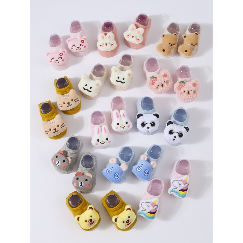 ✨สินค้าพร้อมส่ง✨  ถุงเท้าทารกแรกเกิดนุ่มและระบายอากาศได้ดีถุงเท้าตุ๊กตาการ์ตูนน่ารัก  ถุงเท้าแต่งหัวตุ๊กตาน่ารักๆ