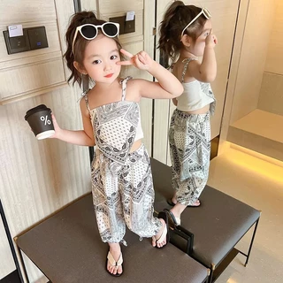 BB074 พร้อมส่งชุดเช็ตสายเดี่ยวเด็กผู้หญิง งานเช็กซี่ เสื้อ+กางเกง สไตล์เกาหลี