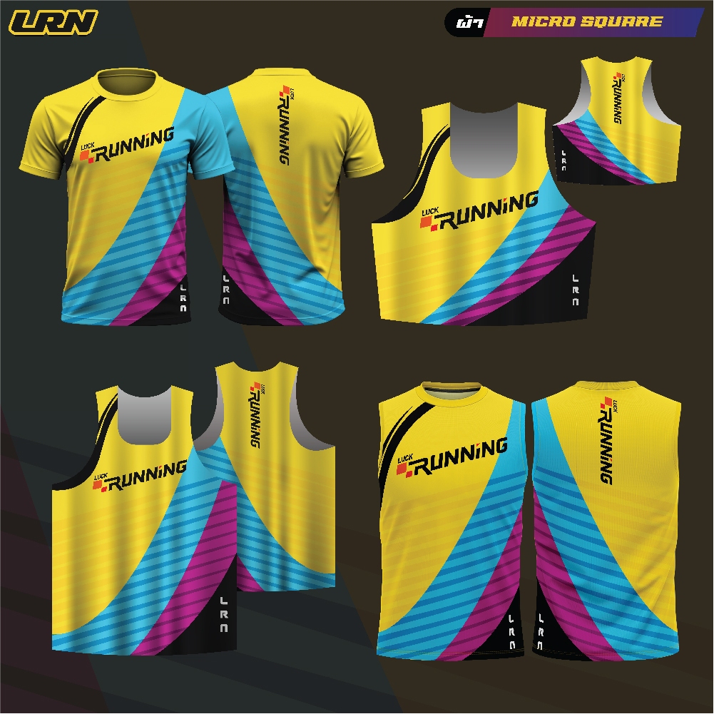เสื้อวิ่งพิมพ์ลาย LRN เนื้อผ้า Micro square สำหรับวิ่งมาราธอน (MS12)