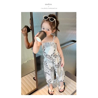 MC074 ชุดเช็ตสายเดี่ยวเด็กผู้หญิง งานเช็กซี่ เสื้อ+กางเกง สไตล์เกาหลี พร้อมส่งไวมากๆ