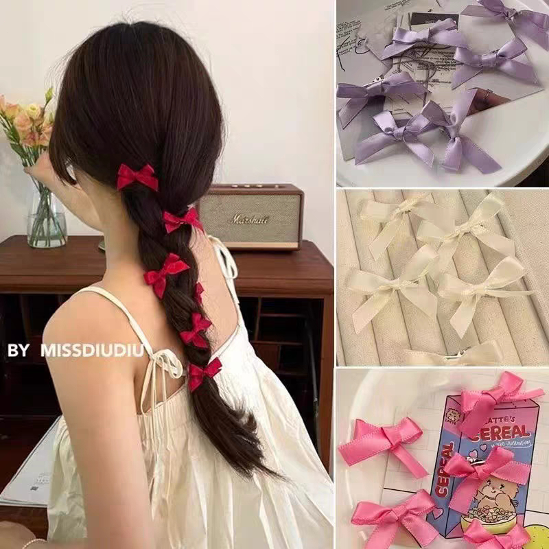 Rubuyou กิ๊บติดผมริบบิ้นโบว์สีชมพูinsแฟชั่นสีหวานผู้หญิงข้างคลิปราคาส่ง  สไตล์เกาหลี เครื่องประดับ