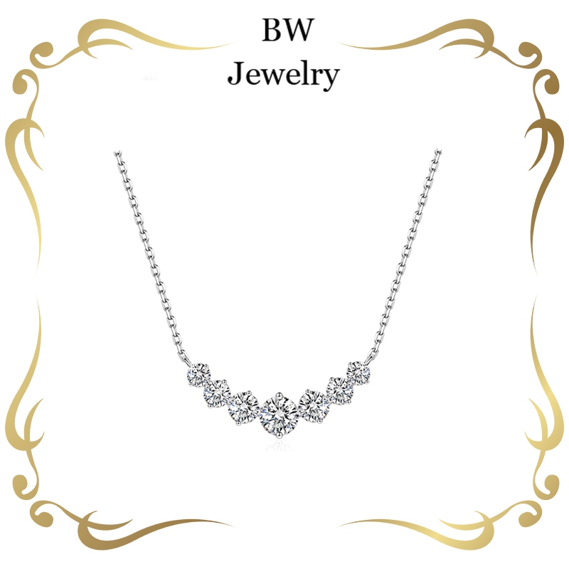 BWjewerly S925 เงิน  สร้อยคอยิ้ม  7 สร้อยคอก่ออิฐ (ให้ของขวัญกับแฟนของคุณ)