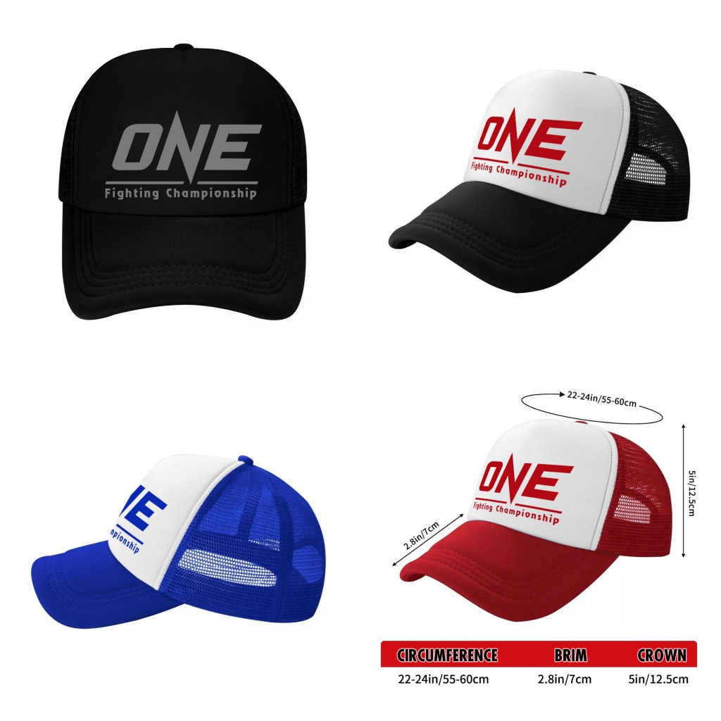 หมวกแก็ป หมวกเบสบอล หน้าบุฟองน้ำ หลังตาข่าย สกรีน ONE Championship ด้วย Flex pu  ขอบเรียบ สวย คมชัด