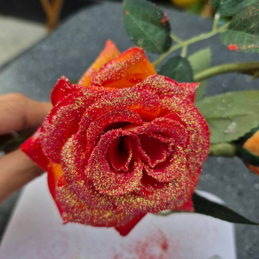 TheBestStation กากเพชรสีแดงอ่อนผสมสีทอง 30g, 70g, 100g Rainbow Glitter - รูปที่ 3