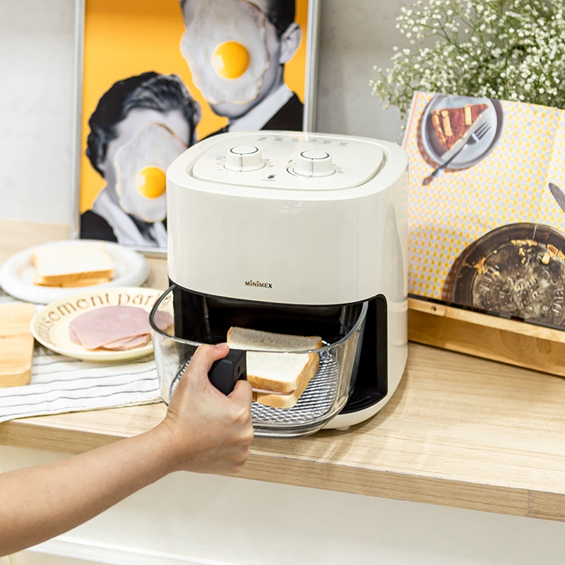(MiniMex) Air Fryer หม้อทอดไร้น้ำมัน มีให้เลือก 2 สี สีดำและสีครีม