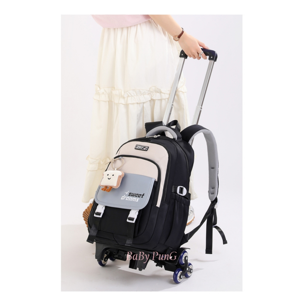 ลากขึ้นบันไดได้ กระเป๋านักเรียน ล้อลาก 6 ล้อ (V.37) - รูปที่ 2