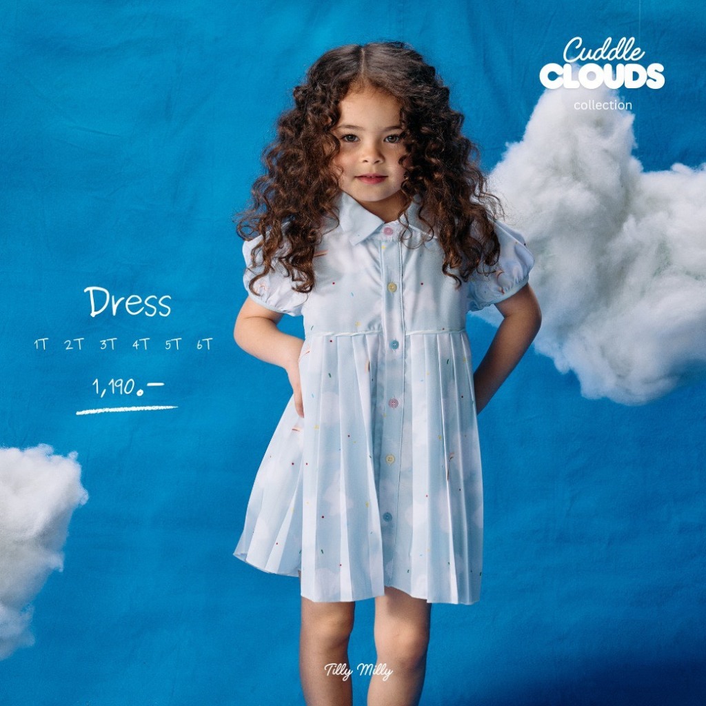Tilly Milly  ชุดเดรส  (เด็กผู้หญิง) ลายเมฆ  - Cuddle Clouds