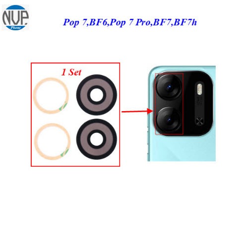ชุดกระจกเลนส์กล้อง Tecno Pop 7,BF6,Pop 7 Pro,BF7,BF7h(1 Set)