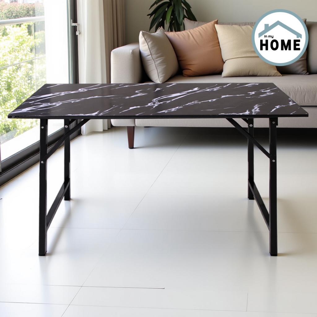 Inmyhomeโต๊ะพับอเนกประสงค์ ขนาด 60×120 cm.ลายหินอ่อนสีดำ(เพิ่มการแพคหนาแน่นยิ่งขึ้น)