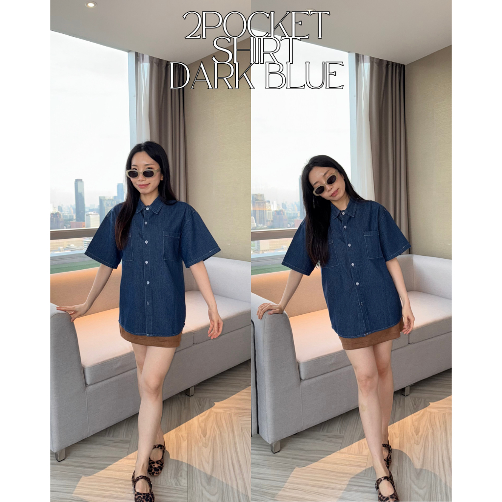 UIUI | 2POCKET DENIM SHIRT เสื้อเชิ้ตกระดุม กระเป๋าหน้า รูปที่ 2