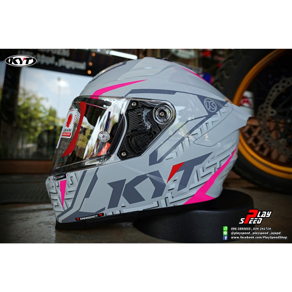 KYT Helmets STRIKER : GRAPHICS ASPHAT/GREY/FUXIA
