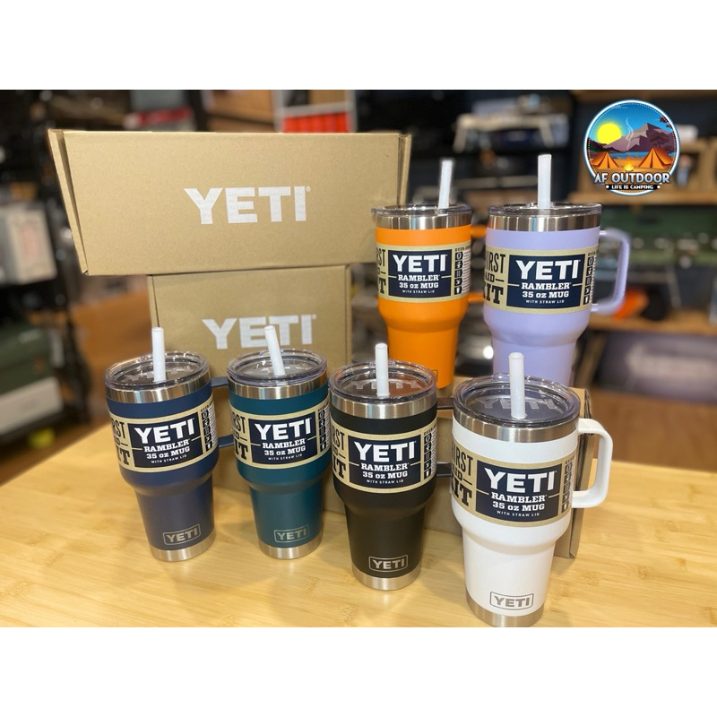 🇺🇸ของแท้ ประกัน 3 ปี🇺🇸แก้วYETI RAMBLER 35 OZ MUG WITH STRAW LID แก้วเยติ แก้วเก็บความเย็น