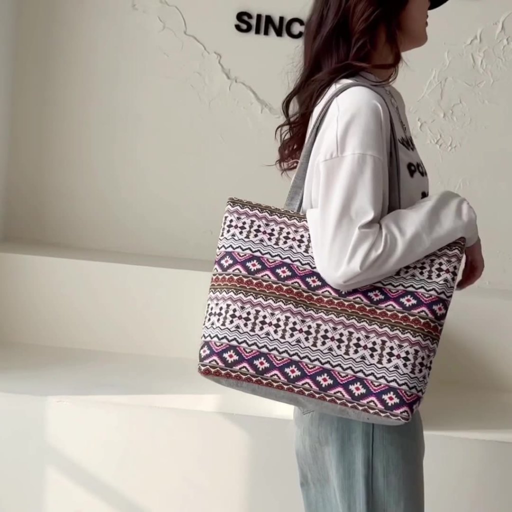 พร้อมส่ง🚛 กระเป๋าผ้า กระเป๋า tote bag กระเป๋าถือ แฟชั่นหลากสไตล์ ลายพิมพ์สวย ผ้าหนา ทนทาน รักษ์โลก