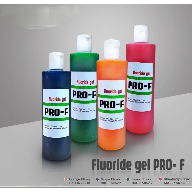 PRO-F fluoride gel x1ขวดx400ML ฟลูออไรเจล มี4กลิ่น กลิ่นสตอเบอรี่ ส้มมะนาวและองุ่น(สินค้าที่ส่งมีชิ้งสีขาว)exp.7-2027