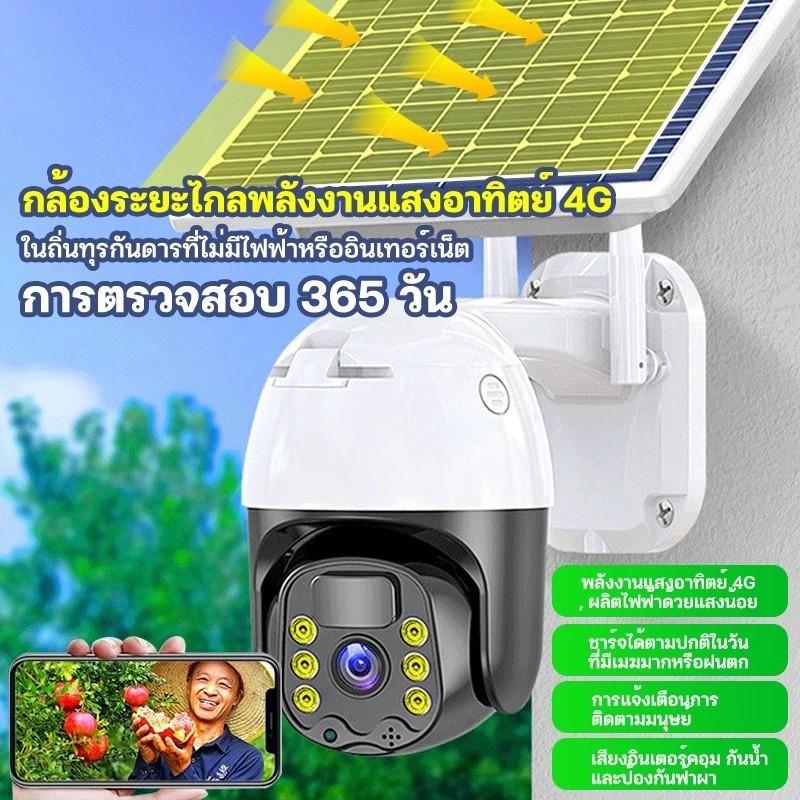 【ซื้อ1แถม1 ร้านไทยได้ของเร็ว】กล้องแบตเตอรี่พลังงานแสงอาทิตย์ 4G HD SIM 360 กล้องวงจรปิด Event Recorder เพื่อความปลอดภัย