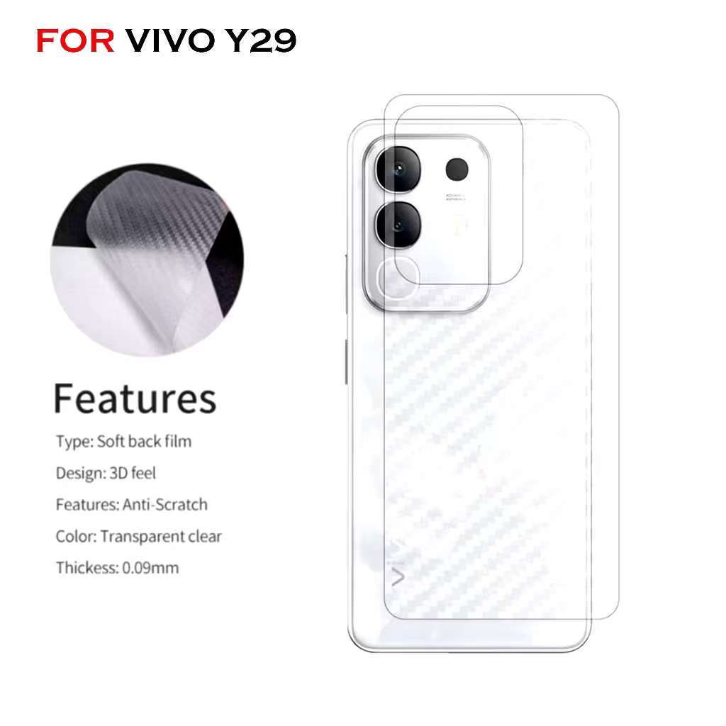Vivo Y39 5G/Vivo Y04/Vivo Y29S 5G/Vivo V50/Vivo Y29/Vivo Y300 5G/Vivo Y19Sฟิล์มหลังลายเคฟล่าVivo V40