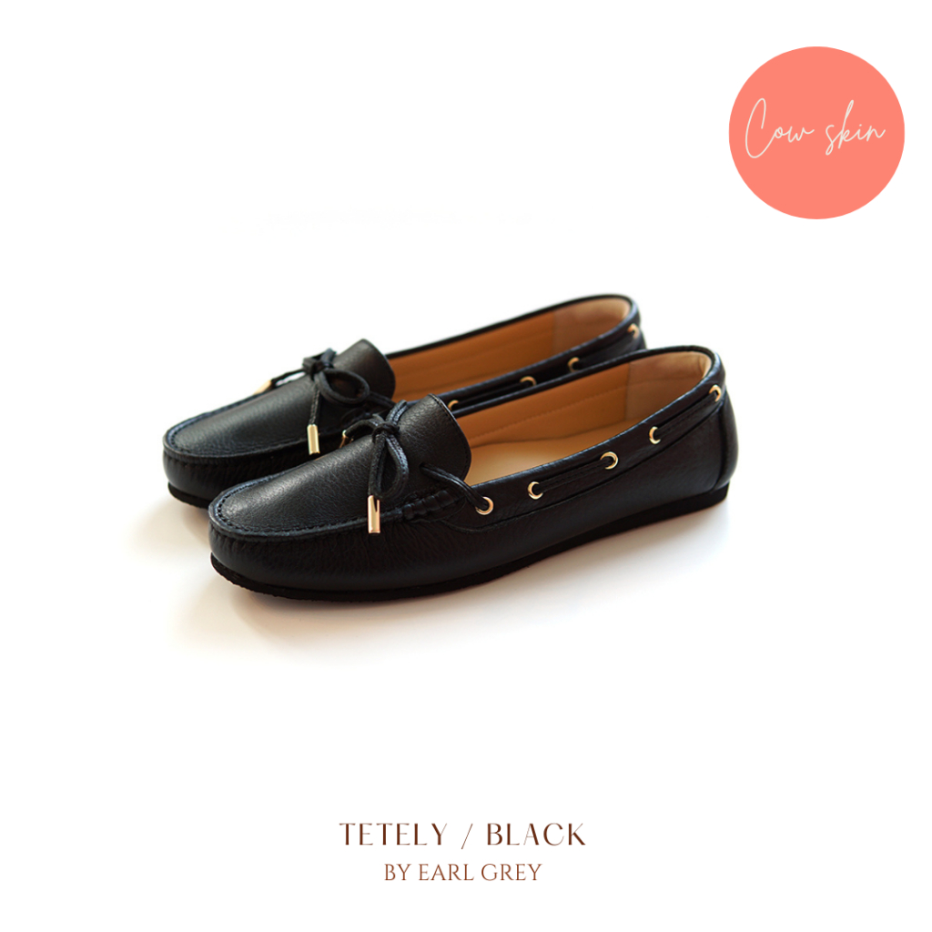 EARL GREY รองเท้าทรง Loafer หนังแกะพื้นนุ่ม หนังนุ่ม มีซัพพอร์ต รุ่น Grim in Black