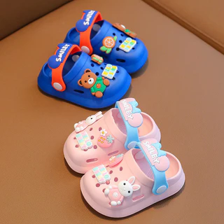 🐰พร้อมส่ง🐻รองเท้าลำลองเด็กลายการ์ตูน พื้นกันลื่น มีสายรัดส้น น่ารัก