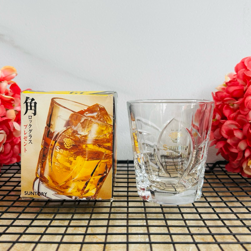 แก้ววิสกี้ Suntory whisky Rock in KAKU Glass ทรงเตี้ย ขนาดเล็ก มือสอง จากญี่ปุ่น