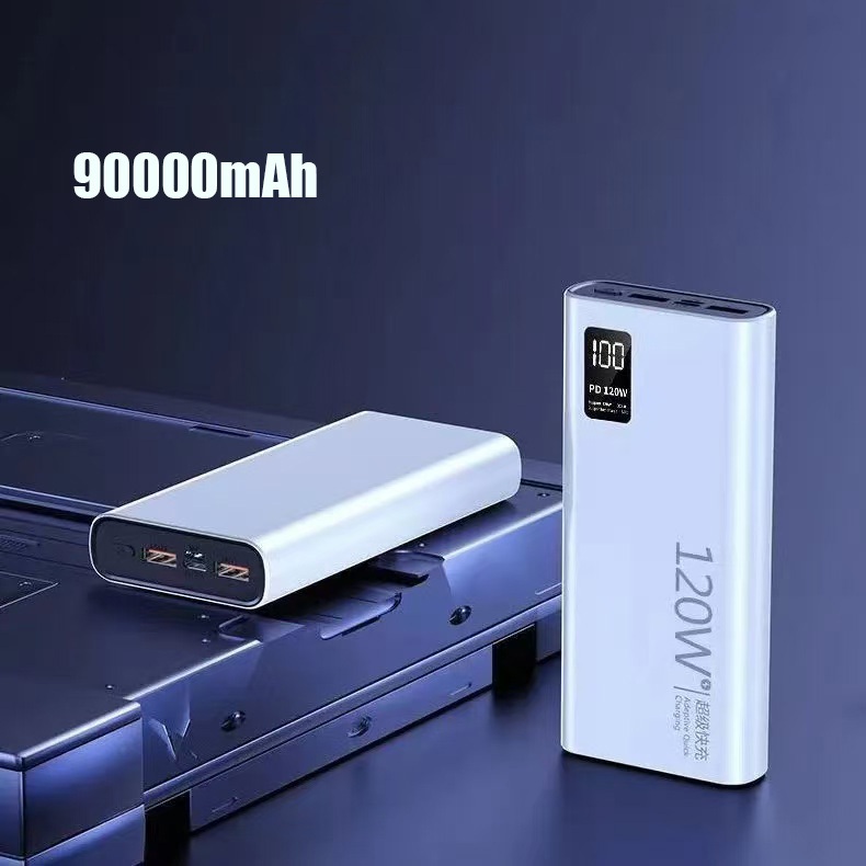 【รุ่นระเบิด 90000mAh】พาวเวอร์แบงค์แบบชาร์จไฟได้รวดเร็ว 120 วัตต์ 60000mAh  90000mAh มาพร้อมกับโทรศัพ