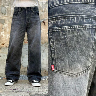 Loose-fitกางเกงยีนส์ทรงกระบอกขาตรงผ้าไม่ยืดใส่สบายผ้ายีนส์เกรดPremium100%cotton