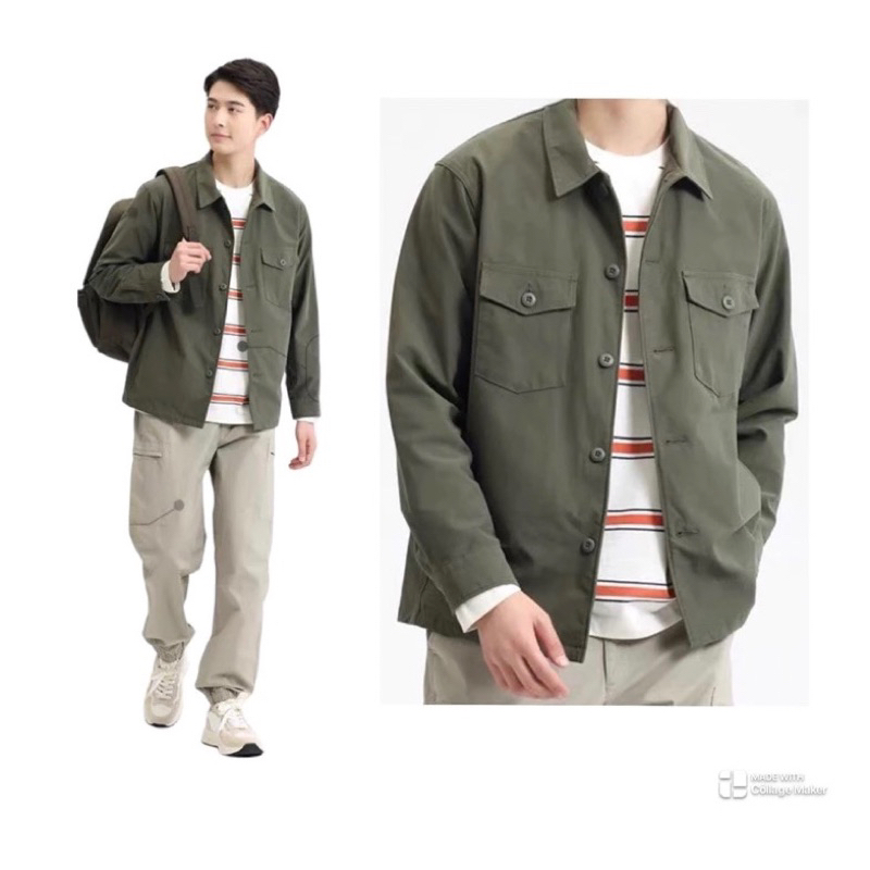 เสื้อคลุม แจ็คเก็ต เสื้อนอก แนวทหาร  LONG SLEEVE OVER SHIRT 🍂แบรนด์ ✨ UNIQLO✨ (JK646)