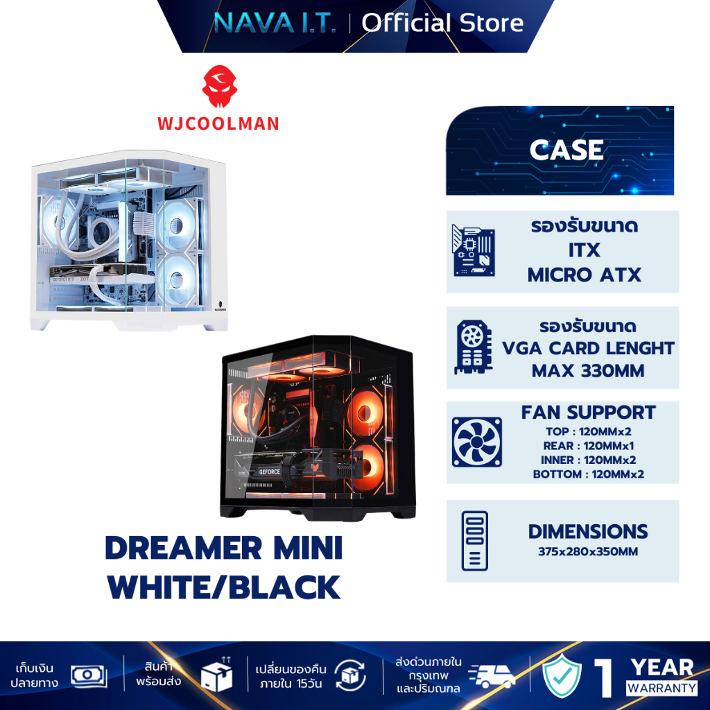 CASE เคส WJCOOLMAN DREAMER MINI PANORAMA M-ATX/ITX NO FAN
