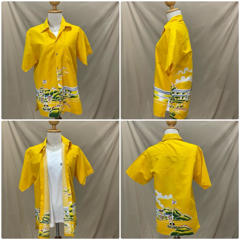 b20 เสื้อมือ2 ลายดอก สงกรานต์ ทะเล ฤดูร้อน คอปกสีเหลือง