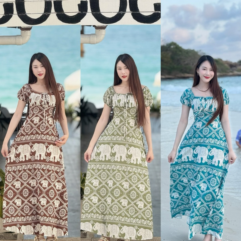 TANTANOD -รหัสE55 ชุดช้าง เดรสยาว(ไม่ผ่า)