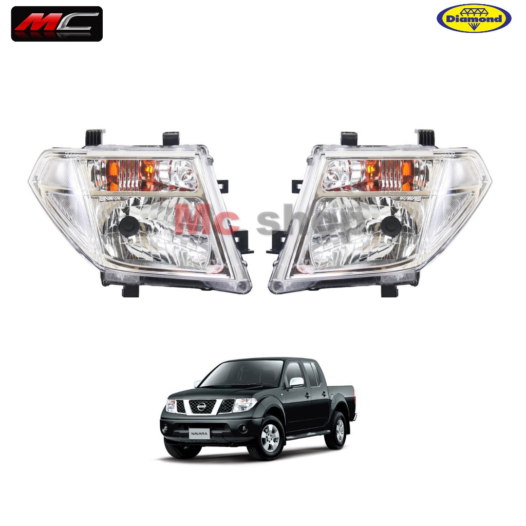 ไฟหน้า Navara นาวาร่า NISSAN D40 ปี 2007 - 2013 * ตราเพชร 10-86200 *