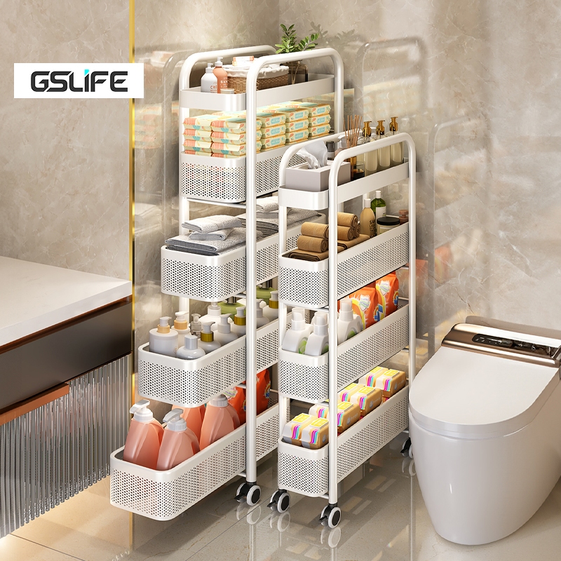 GSlife ชั้นวางของ 3/4/5ชั้น รถเข็นเข้ามุม ชั้นวางเครื่องเทศในครัว ไม่ต้องติดตั้ง มาพร้อม 4 ล้อ