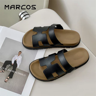 MARCOS รองเท้าแตะผู้หญิง สไตล์คลาสสิก พื้นหนา ใส่สบาย รองเท้าแฟชั่นผู้หญิง ดีไซน์H-ตัว ไม่ถูเท้า รอง เ ทา แตะผู้หญิง