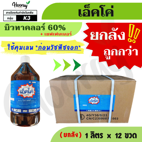 💥💥ยกลัง💥💥 เอ็คโค่ 1 ลิตร x 12 ขวด ( บิวทาคลอร์ ) คุมเลน หญ้าข้าวนก ดอกขาว ผักปอดนา เทียนนา กก