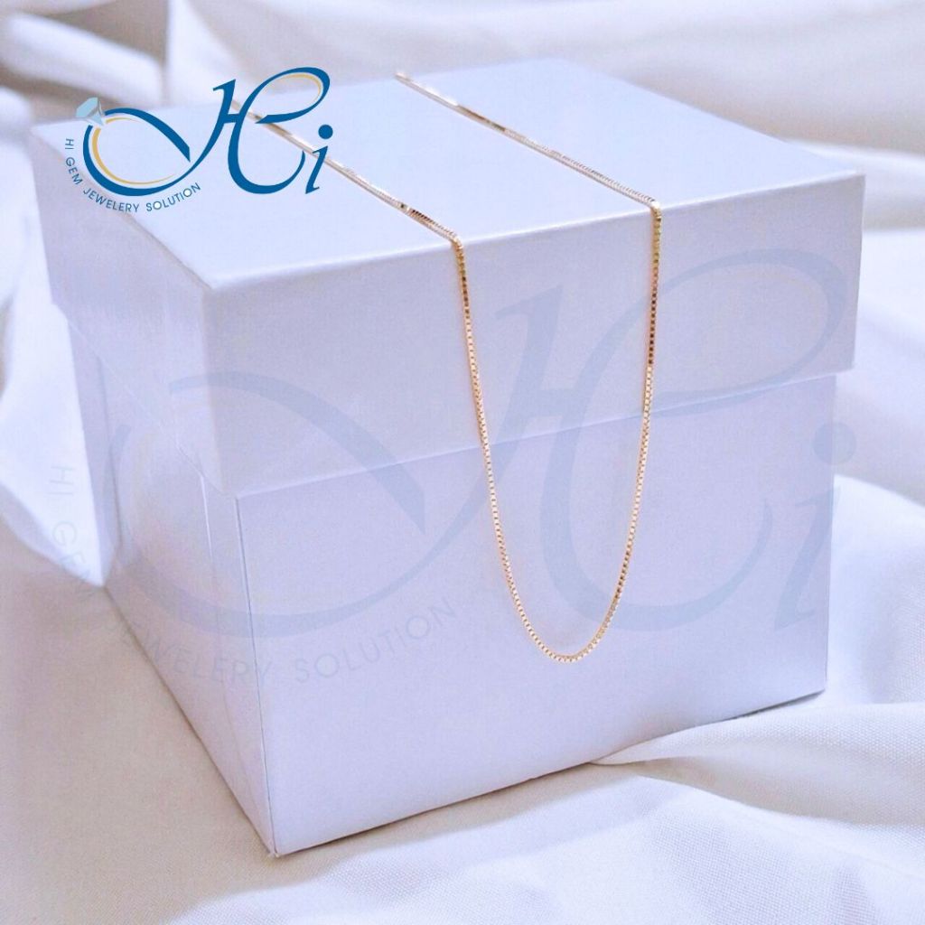 สร้อยคอ HIGEM ตะขอก้ามปู ทองแท้ ทอง14k Italy (58.33%) ลายBox (สีทอง) มีใบรับประกันจากทางร้าน