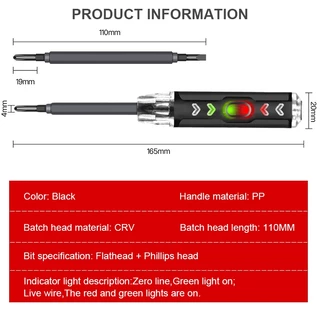 2-in-1 ปากกาทดสอบแรงดันไฟฟ้า แบบไม่สัมผัส มีไฟ LED สองสี tester pen (แบน+แฉก)