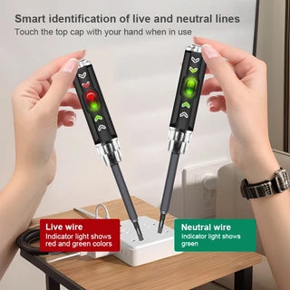 2-in-1 ปากกาทดสอบแรงดันไฟฟ้า แบบไม่สัมผัส มีไฟ LED สองสี tester pen (แบน+แฉก)