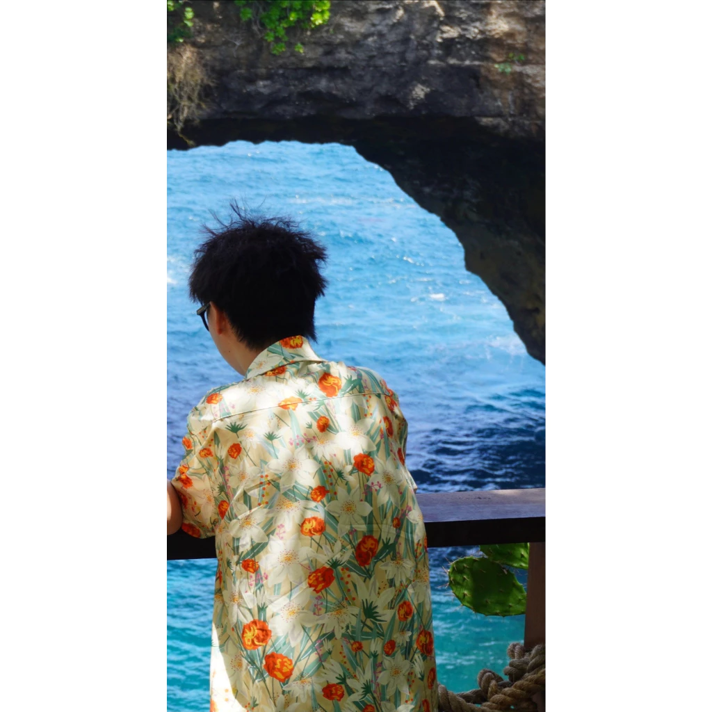 เสื้อสงกรานต์ฮาวาย ปกเชิ้ตแขนสั้น ผ้าไหมอิตาลี ลายดอกไม้ #3013 thumbnail 7