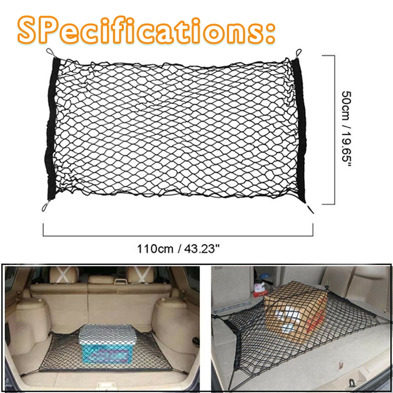 ตาข่ายในรถยนต์ ตาข่ายไนล่อน เก็บสัมภาระ คลุมรถ ตาข่ายคลุมกระบะ 110x50 ซม. ที่วางและเก็บของในรถยนต์