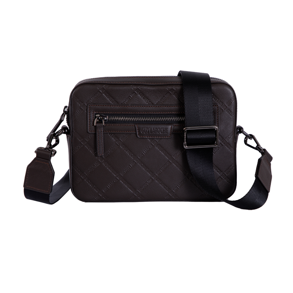 Guy Laroche กระเป๋าสะพายหนังแท้ปั๊มลายกราฟิก สีน้ำตาล (BH22261S5BRM1)