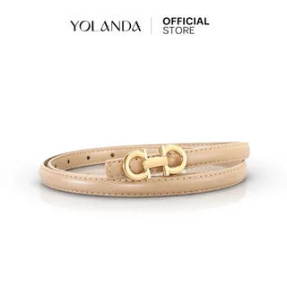 Yolanda เข็มขัดผู้หญิง สไตล์เกาหลี เส้นบาง เข็มขัดหนัง PU หัวทอง ทรงเรียบ สวมใส่สบาย ใส่แล้วดูแพงทันที แมทง่าย FF1609